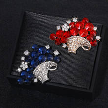 Red/Blue Crystal Flower Basket Brooch For Women Costume Jewelry Suit Pins Fine Gift Broche 2021 2024 - buy cheap