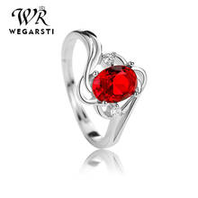 WEGARSTI-Anillo de Plata de Ley 925 con gema de rubí Ovalada para mujer, joya de compromiso de boda, joyería de cristal de tamaño abierto 2024 - compra barato