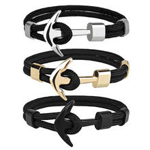 Kirykle Hot Sale Couple Bracelets Fashion Alloy Anchor Bracelets Bangles Braided Polyester Rope Bracelets For Women Men Gifts 2024 - купить недорого