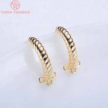 (2166)4PCS 20x6MM 24K Gold Color Plated Brass with Three holes distortion horn Earrings Hooks High Quality DiyJewelry Accessorie 2024 - buy cheap