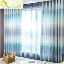 Cortinas de tul de lino Simple chino para sala de estar, cortina de sombra a rayas con gradiente de arcoíris para ventana de cocina y dormitorio 2024 - compra barato