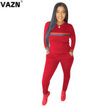 VAZN-conjunto deportivo Bandage para correr, ropa informal a rayas con cuello redondo y manga larga, pantalón completo, conjuntos de 2 piezas para Club nocturno, otoño 2020 2024 - compra barato