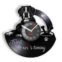 Reloj de pared de raza de perro Boxer hecho de disco de vinilo LP cortado con láser Longplay, decoración de pared para tienda de mascotas, regalo para propietarios de perros 2024 - compra barato