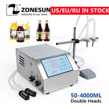 ZONESUN-máquina de Llenado de líquidos, boquillas dobles para bebidas, leche, zumo, Perfume, botella de agua, 50-4000ml 2024 - compra barato