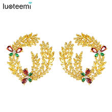 LUOTEEMI-pendientes de cristal de circonia cúbica para mujer, aretes grandes, Color dorado, estilo bohemio, elegante, para boda, venta al por mayor 2024 - compra barato