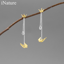 INATURE-pendientes de plata de ley 925 con borla para mujer, aretes colgantes con forma de golondrina y corona, joyería Brincos 2024 - compra barato