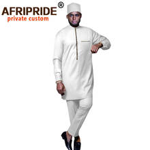 African Clothes for Men Plus Size Long Sleeve Coats Ankara Pants Tribal Hat 3 Piece Set Dashiki Outfits Bazin Riche Zip A2016045 2024 - buy cheap