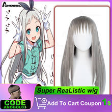 AN Synthetic Blend S Kanzaki Hideri Cosplay 30IN Long Straight Silver Wig Lolita Anime CostumePlay Gray Wigs for Halloween Party 2024 - buy cheap