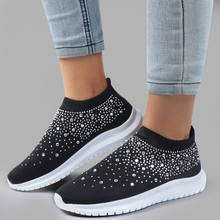 Women Shoes 2022 Summer Casual Rhinestone Shoes Ladies Vulcanized Shoes Bling Flat Loafers Slip On Sneaker Female Tenis Feminino 2024 - buy cheap