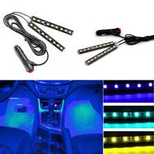 Multicolor Car 9 LED 2 In1 Interior Atmosphere Lights Dash Floor Foot Strip Lights Cigarette Lighter Adapter Decorative Lamp 2024 - купить недорого