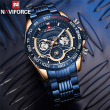 NAVIFORCE Man Wristwatch Fashion Sport Men Watch Top Brand Luxury Blue Gold Military Stainless Steel Quartz Male Clock Gift 9185 2024 - buy cheap