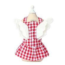 Pet Dog Dress Shirt 100% Cotton Plaid&Wings Cat Puppy Vest Skirt Spring/Summer Clothes Apparel 2024 - buy cheap