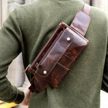 Genuine Leather Men Bag  Fanny Pack for Men Waist Bag Hip Purse Phone Bum Belt Messenger Small Shoulder Sling Chest Bags 2024 - buy cheap