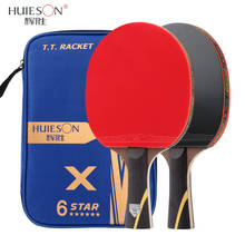 HUIESON 5/6 Star 2Pcs New Upgraded Carbon Table Tennis Racket Set Super Powerful Ping Pong Racket Bat for Adult Club Training 2024 - купить недорого