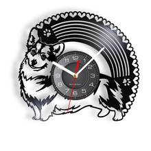 Pembroke-Reloj de pared con disco de vinilo para perro y mascota, Corgi galés con corazones de amor, cárdigan Corgy de vinilo negro LP, movimiento silencioso, regalo 2024 - compra barato
