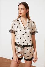 Атласная пижама в горошек, с кружевом, THMSS20PT0252 2024 - купить недорого