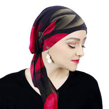 Women Muslim Pre-Tied Head Wrap Islamic Ladies Hijab Headscarf Flower Print Turban Hair Loss Cover Hat Cancer Chemo Caps Bandana 2024 - buy cheap