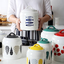 Estilo japonés tarros de cerámica doméstica frascos para almacenar alimentos sellado tarros de cocina o cafetería jarras de azúcar grano almacenamiento tanques jarras de té 2024 - compra barato
