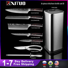 XITUO Kitchen Chef Set 4-8PCS set  Knife Stainless Steel Knife Holder Santoku Utility Cut Cleaver Bread Paring Knives Scissors 2024 - купить недорого