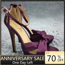 Women Stiletto High Heel Sandal Sexy Ankle Strap Open Toe Platform Purple Satin Fashion Wedding Bridal Party Lady Shoe 3463SL-b1 2024 - buy cheap