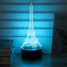 Paris Eiffel Tower Shape 7 Color Changing LED Night Light Soft 3D Visual Effect Light Home Room Decoration Bedroom Night Lamp 2024 - buy cheap