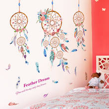 Dreamcatcher Wall Sticker DIY Cartoon Feathers Mural Decals for Kids Room Baby Bedroom Nursery Home Decoration 2024 - buy cheap