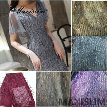 3mm Tassel Sequin Fabric Embroidered Lace Multicolor Tulle Fabrics DIY Accessories Sewing Striped Evening Dress Width125cm 2024 - buy cheap