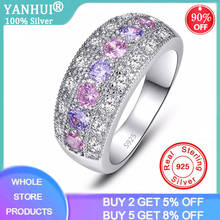 YANHUI Luxury Female Girl Crystal CZ Stones Ring Boho Tibetan Silver S925 Pink Ring Promise Engagement Rings For Women Ra0152 2024 - buy cheap