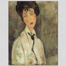 Mulher em gravata preta 1917 amdeo modigliani art online, para venda óleo em tela de alta qualidade retrato feminino pintura artesanal 2024 - compre barato