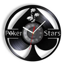 Lucky Poker Ace of Spades Vinyl Record Wall Art 5 Stars Gift Star Tonight Wall Clock Poker Player Vinyl Clock Gamblers Gift 2024 - buy cheap