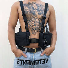 Unissex punk peito rig saco tático streetwear sacos de peito ao ar livre funcional feminino hip hop colete saco dois bolsos arnês cintura pac 2024 - compre barato