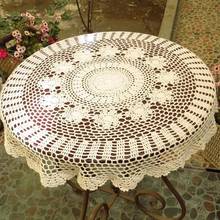 Handmade Crochet Flowers Tablecloths Lace Round Table Home Cover Cloth Cotton Sofa Towel 2024 - buy cheap