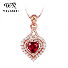 WEGARSTI-Colgante con forma de corazón de zafiro para mujer, gargantilla de Plata de Ley 925 con piedras preciosas, cadena llamativa, 3 colores 2024 - compra barato