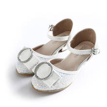 Princesa sapatos meninas sapatos de couro primavera e outono desempenho sapatos único das crianças meninas de cristal saltos altos 2024 - compre barato