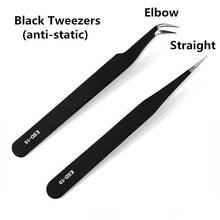 Black Stainless Steel Tweezers Nail Art Acrylic Gel Rhinestones Paillette Nipper Picking Nail Art Equipment Manicure Tools 2024 - buy cheap