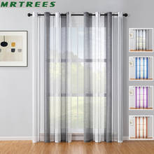MRTREES Striped Sheer Curtains for Living Room Bedroom Gray Tulle Curtain for Kitchen Home Decoration Window Treatments Drapes 2024 - buy cheap