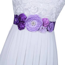 JLZXSY Handmade Beauty Kids Satin Silk 3D Flower Bridal Sash Belt Wedding Dress Sash Belt Crystal Flower Bridemaid Sash 2024 - buy cheap