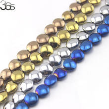 Free shipping  8x8mm 4 colors! Beautiful Black Blue Silvery Golden Coin Shape Hematite Loose Beads Strand 15'' 2024 - buy cheap