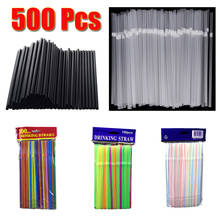 500 Pcs Black Disposable Plastic Straws for Drinking Home Kitchen Dining Party Bar Cocktail Transparent Rietjes 2024 - compre barato