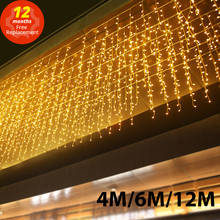 4/6/12M Icicle String Lights Christmas Fairy Light 220V Outdoor Decoration Droop 0.6m Led Curtain New Year Wedding Party Garland 2024 - buy cheap