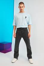 Trendsensual masculino costura frontal de encaixe reto jeans fil 2024 - compre barato
