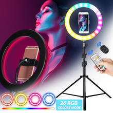 Eyebake-Anillo de luz LED para selfi, iluminación RGB de 10 pulgadas con soporte, 26 colores, transmisión en vivo, cámara de maquillaje, fotografía y vídeo de YouTube 2024 - compra barato