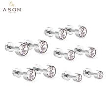 ASONSTEEL Silver Color 5pairs/set Round Cubic Zirconia Screw Earrings 316L Stainless Steel Stud Earring for Women Fashion Jewelr 2024 - buy cheap