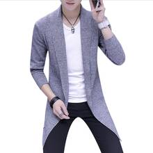 Hot Sale Sweater Men's Long Knit Sweater Jackets Solid Color Sweatercoat 2024 - buy cheap