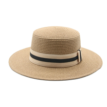 bone praia chapeu feminino chapeu masculino Homens de palha chapéu de verão chapéus mulheres flat top sólida banda cinto listrado chapéus de sol aba larga camelo cáqui preto casual ao ar livre chapéu de praia da palha 2024 - compre barato