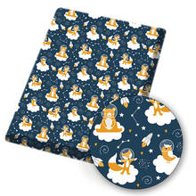 IBOWS Polyester Cotton Fabric Space Bear Fox Theme Printed Cloth Fabric Dress Garment Bag Home Textile DIY Sewing 45*145cm 80g 2024 - buy cheap