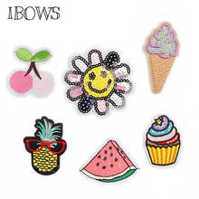 IBOWS 10pcs Iron on Patches Sunflower Sequin Watermelon Pacthes for Clothes Decoration DIY Sewing Appliques Embroidered Stickers 2024 - buy cheap