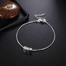 Pulsera de plata de ley 925 para mujer, brazalete de cadena de caja Simple de 3 cuadrados, joyería fina a la moda, regalo clásico para fiesta de boda y Navidad 2024 - compra barato