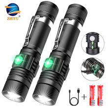ZHIYU-linterna táctica LED recargable, linterna táctica LED T6 superbrillante de bolsillo con Clip, resistente al agua, 1200LM 2024 - compra barato