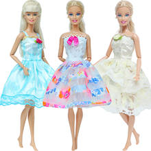Модная 3 компл./лот Кукольное платье белая кружевная юбка блузка мини-платье вечерняя одежда для Барби Кукла аксессуары 12 дюймов игрушки 2024 - купить недорого